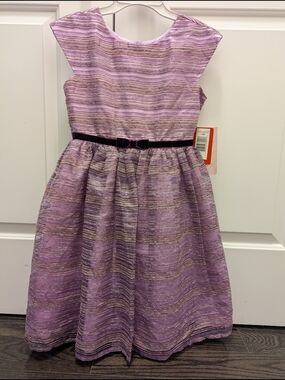 2/$50 Jona Michelle Girls Purple Striped Party Dress – Size 8 💜 NWT